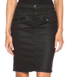 CURRENT/ELLIOTT The Soho Zip Stiletto Pencil Skirt in Black Coated Color SIze 28